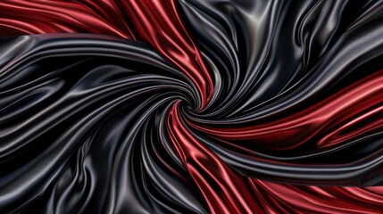 Obraz premium Swirling Black and Red Satin Fabric. Generative ai