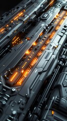 Abstract futuristic technology background with glowing lights.