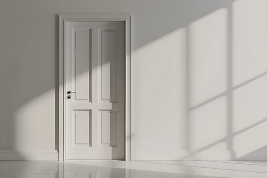  White Door with Victorian Panels in a Bright Room