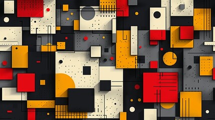 Craft a graphic pattern featuring repetitive motifs and contrasting colors, ideal for bold and impactful visuals. Illustration, Image, , Minimalism,