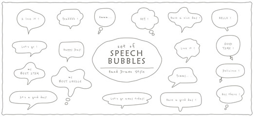 Hand drawn simple speech bubble set frame collection