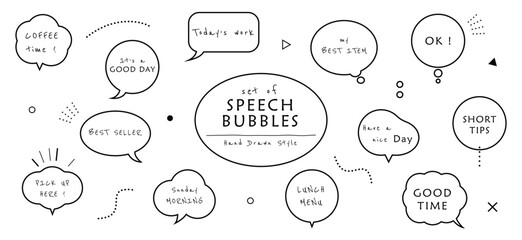 Hand drawn simple speech bubble set frame collection