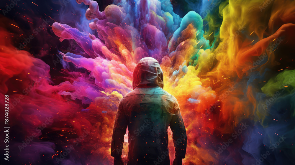 Wall mural the image in the background is from the galaxy, like colorful smoke., generative ai