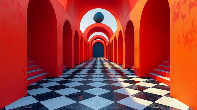 Create a bold graphic illustration featuring optical illusions and playful elements, designed to captivate the viewer's attention. Illustration, Image, , Minimalism,