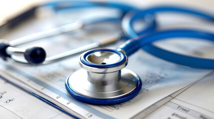 World heart day banner background. Medical statoscope.