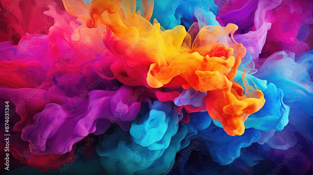 Wall mural colorful ink in water. ink in water. abstract background., generative ai