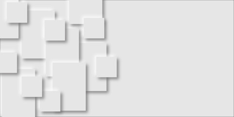 Obraz premium Abstract grey square shape with futuristic concept Embossed papercut background with neomorphism Abstract blurred background with Geometric light & white Space design concept.
