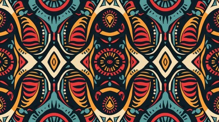 Seamless Ethnic Pattern Vibrant Design for Fabric Textile Wallpaper Tribal Art Traditional Drawing Endless Ethnic Pattern Hand Drawn Seamless Design
