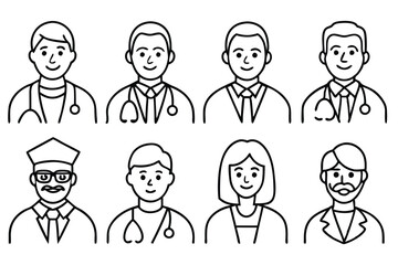 Doctor line art illustration Contemporary Medical Line Drawings