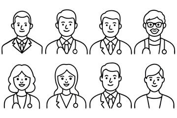 Doctor line art illustration Elegant Doctor Vector Graphics