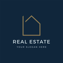 Geometric house building construction logo design template. Logo can be apartment, real estate, hotel and architecture.