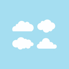 Set of cartoon cloud in a flat design. White cloud collection