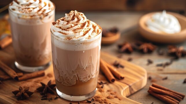 Monotone Cinnamon Dolce Themed Beverage in a Cup