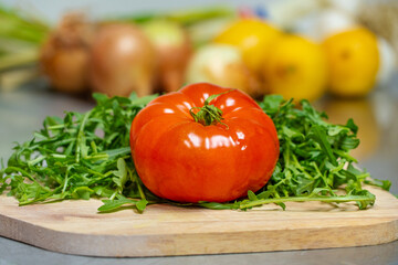 fresh vegetables on a wooden board