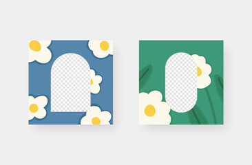 Set of social media frame. Social media post template. Vector illustration.