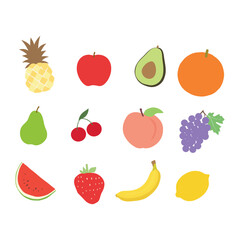 Cute colorful vector illustration template with different types of fruits hd