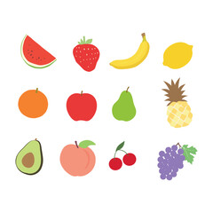 Cute colorful vector illustration template with different types of fruits hd