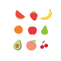 Cute colorful vector illustration template with different types of fruits hd