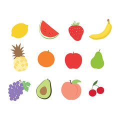 Cute colorful vector illustration template with different types of fruits