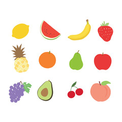 Cute colorful vector illustration template with different types of fruits hd