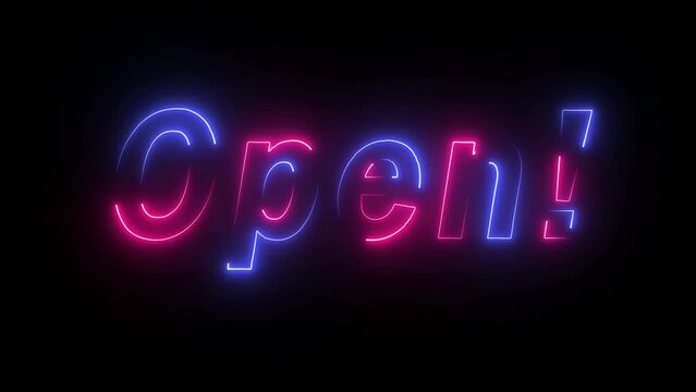 Open neon symbol. Light color bulbs. Abstract seamless and loopable concept. 3d flying through the tunnel animation.