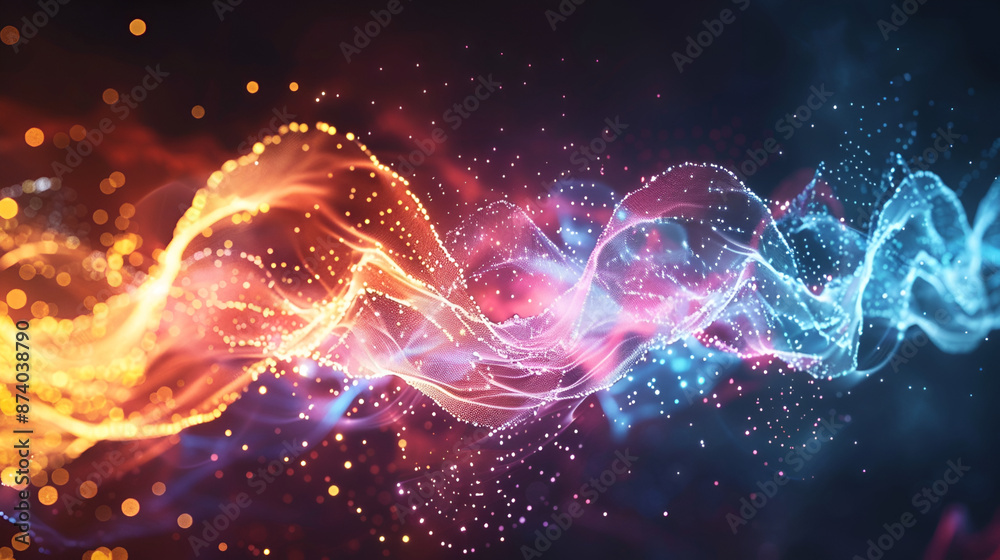 Poster a vibrant and dynamic computer-generated wave in an explosion of colors,3d render of abstract backgr