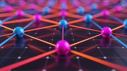 Capture the efficiency of data-driven systems with a minimalist depiction of interconnected nodes and lines, representing modern technological connectivity. Illustration, Image, , Minimalism,