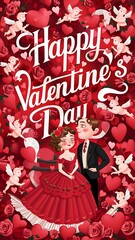 Fototapeta premium Happy Valentine's Day(Days- Illustration-typography)