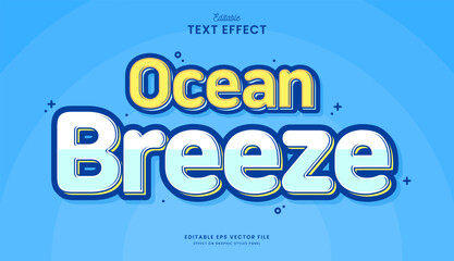 decorative colorful calming ocean breeze editable text effect vector design