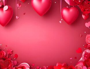 Happy Valentine's Day Greetings Background with Heart Decorations and Romantic Theme