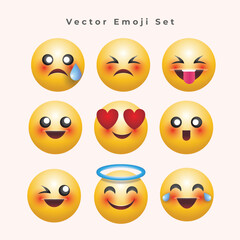 Fototapeta premium Set of emoticon icons. Cartoon emoji set. Vector emoticon set