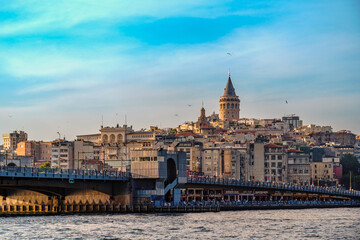 T&uuml;rkiye. Istanbul. View of the Bosphorus and the Galata Tower