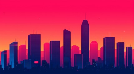 Obraz premium Illustrate a high-tech city skyline with futuristic skyscrapers and digital billboards, capturing the dynamic energy of urban life in a technologically advanced society. Illustration, Image, ,