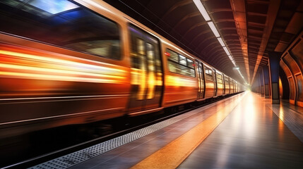 Subway Train with motion blur. Concept of speed and motion. created by generative AI, generative ai
