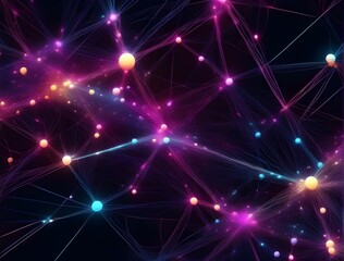 High-Tech Abstract Neural Patterns Digital Background with Interconnected Dots and Lines