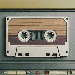 Obraz premium Vintage 1980s close up of cassette tape 