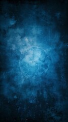 Naklejka premium Abstract blue background with bright center spotlight and dark vignette border frame with vintage grunge background texture.