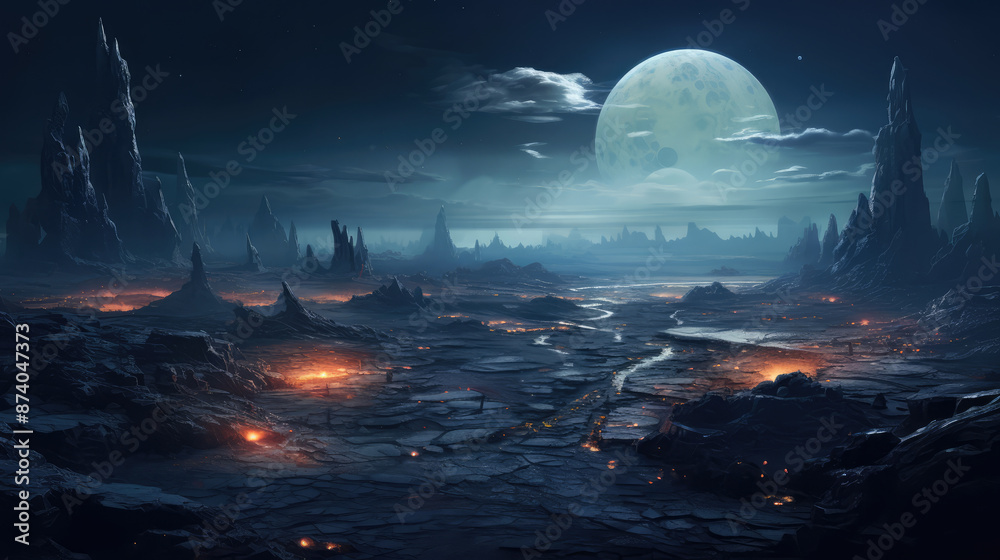 Canvas Prints illustration of the alien place from space., generative ai