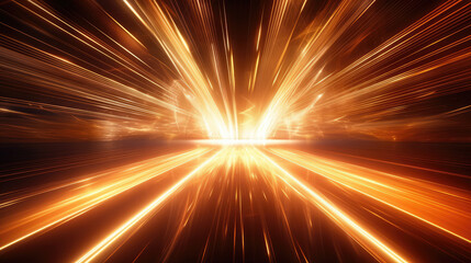 abstract background of speed motion in the dark tunnel with light rays., generative ai