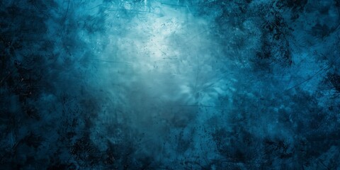 Obraz premium Abstract blue background with bright center spotlight and dark vignette border frame with vintage grunge background texture.
