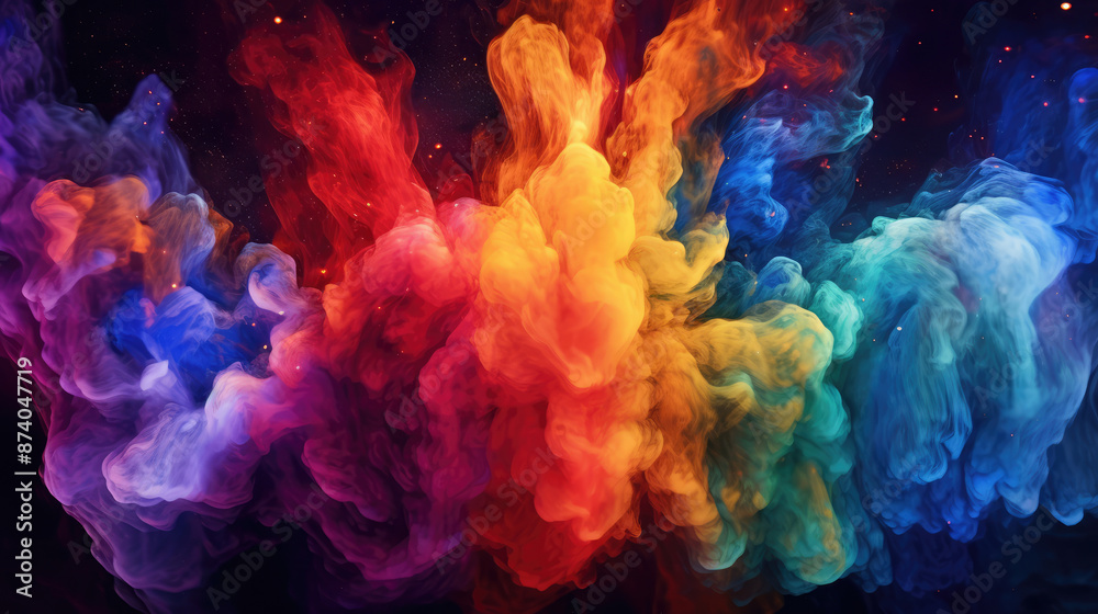 Wall mural the image in the background is from the galaxy, like colorful smoke., generative ai