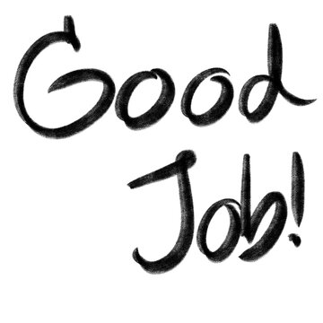 Good job letter hand writing English transparent background