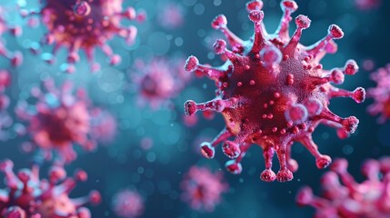 Visualize the replication process of viruses in scientific art, depicting the molecular mechanisms behind their infectious nature. Illustration, Image, , Minimalism,