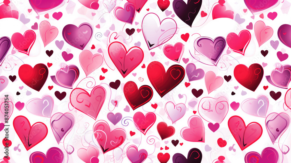 Wall mural seamless valentine pattern with hearts. illustration., generative ai