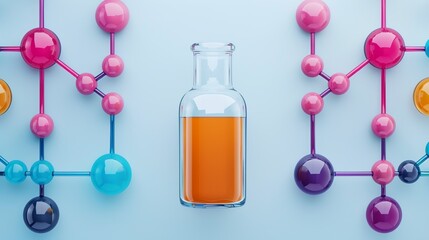 Illustrate the enzymatic processes involved in biochemical reactions, visualizing their catalytic role in metabolic pathways. Illustration, Image, , Minimalism,