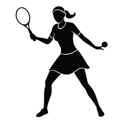 a female tennis player, an isolated white background,  