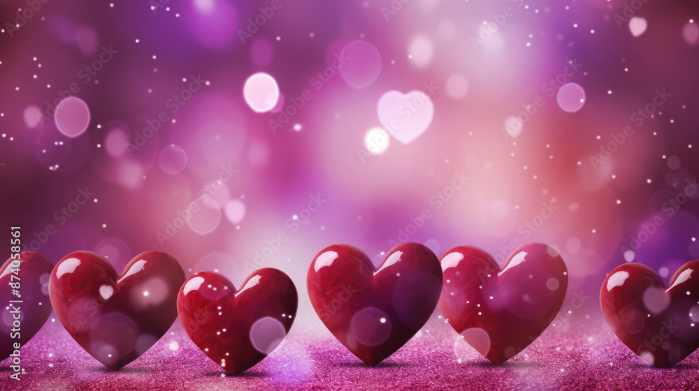 Wall mural valentine's day background with hearts on bokeh background., generative ai