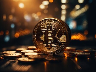 future bitcoin in technology background