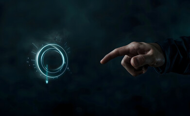 Person using magnifying glass focus to virtual update symbol for installing update process. Software updates or operating system upgrades to keep your device up to date design