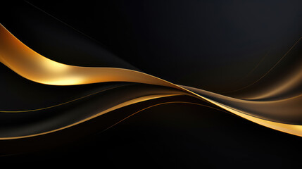 abstract gold and black background with smooth lines., generative ai